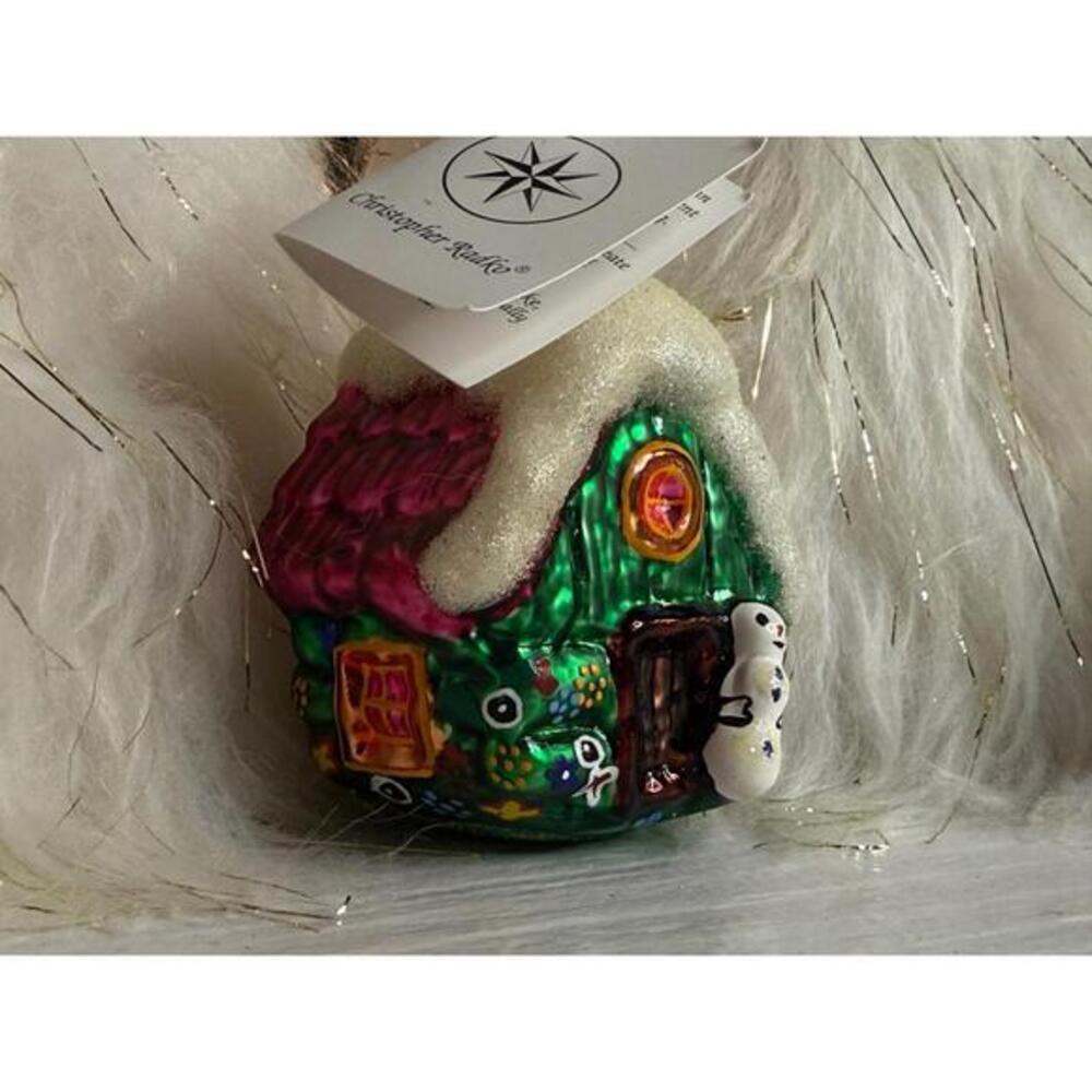 Christopher Radko Snow Cottage House Ornament 1996 Hand-Blown Glass Poland NWT